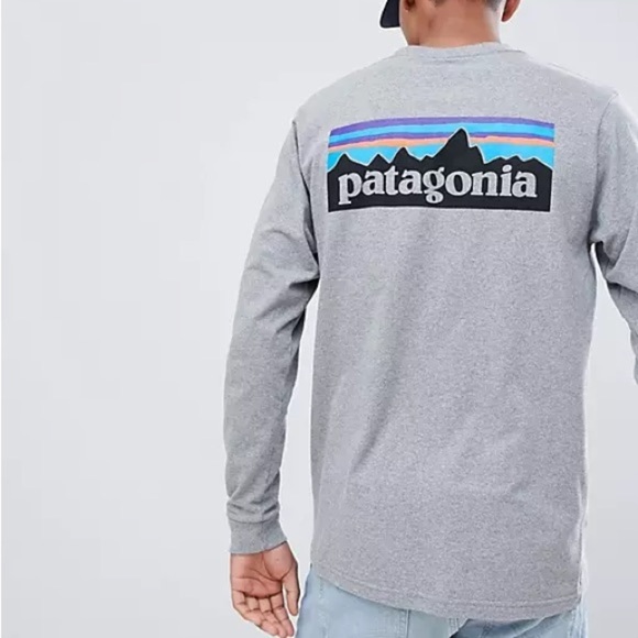 Patagonia Other - Patagonia Men's Cotton Gray Spell Out Logo Print Long Sleeve T Shirt Size Small